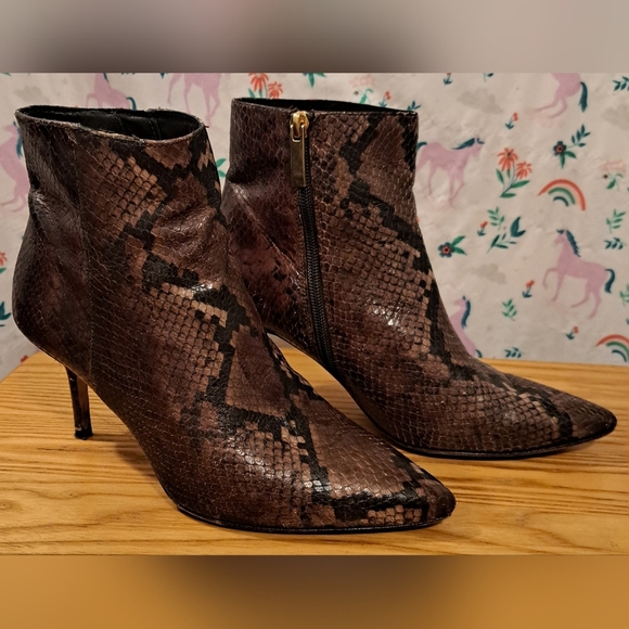 L’agence Aimee Brown Snake Skin Boho Indie Kitten Boot Heel Shoe SZ 8 - Picture 3 of 8